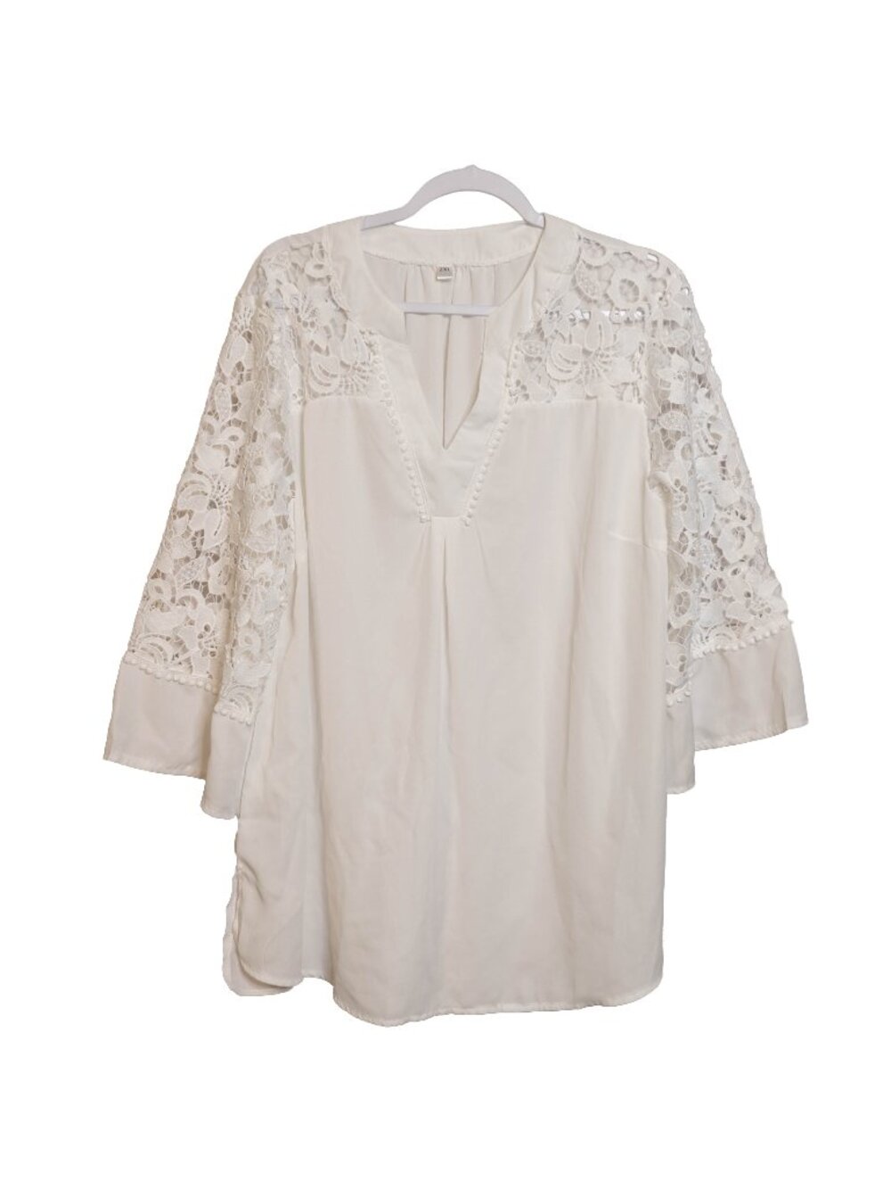 Ivory Lace Bell Sleeve Blouse - 2XL - Boho Style
